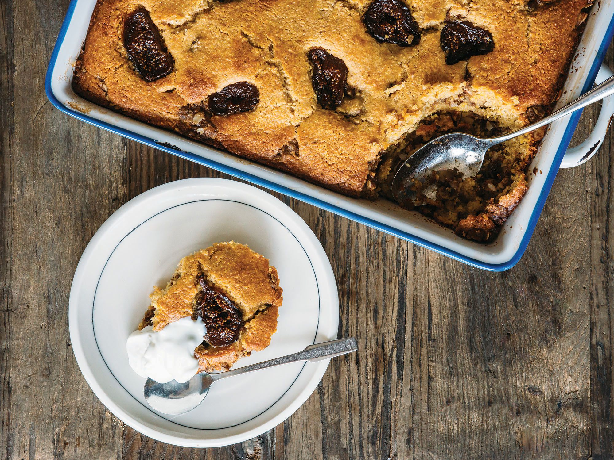 Airy yet buttery with a crackly cornmeal crust. Get the recipe for <a href="https://www.saveur.com/fig-walnut-coffee-cake-recipe/">Cornbread Coffee Cake with Fresh Figs and Walnut Streusel</a>