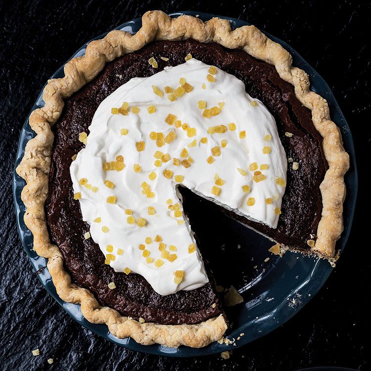 A decadent mix of chocolates and ginger ups the ante on a classic Southern pie. Get the recipe for <a href="https://www.saveur.com/article/recipes/chocolate-ginger-chess-pie/">Chocolate Ginger Chess Pie</a>