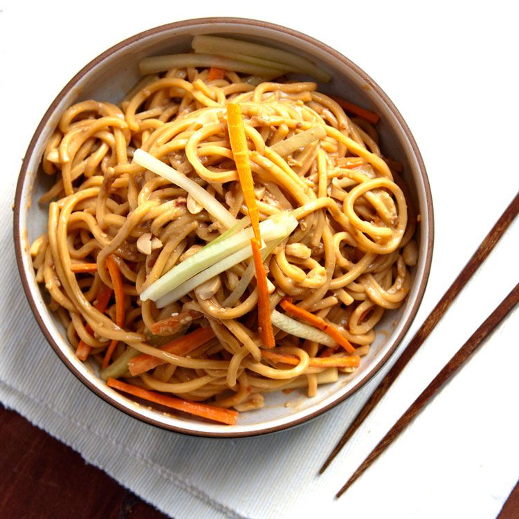 A garnish of chopped peanuts and slivered cucumber and carrot add crunch to the silky, savory Chinese-American noodle dish. Get the recipe for <a href="https://www.saveur.com/article/Recipes/Classic-Sesame-Noodles/">Sesame Noodles</a>