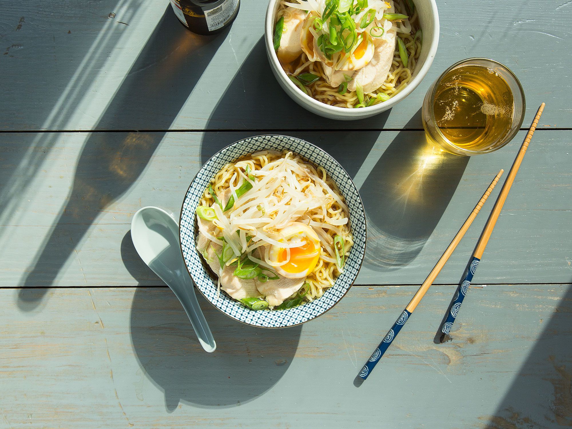 When Kyle Itani of Itani Ramen makes ramen at home, this chicken version is his go-to. The broth is a relatively simple but deeply flavored chicken base layered with fresh ramen noodles, poached chicken breast, soft soy eggs, and a delicate fennel oil. We recommend Sun Noodle for fresh ramen noodles, but if you can't find them, dried will do in a pinch. Other common toppings you can buy include: Bamboo shoots, fish cake, pickled mustard greens, and corn kernels. Get the recipe for <a href="http://www.saveur.com/home-syle-chicken-ramen-recipe">Home-Style Chicken Ramen</a>