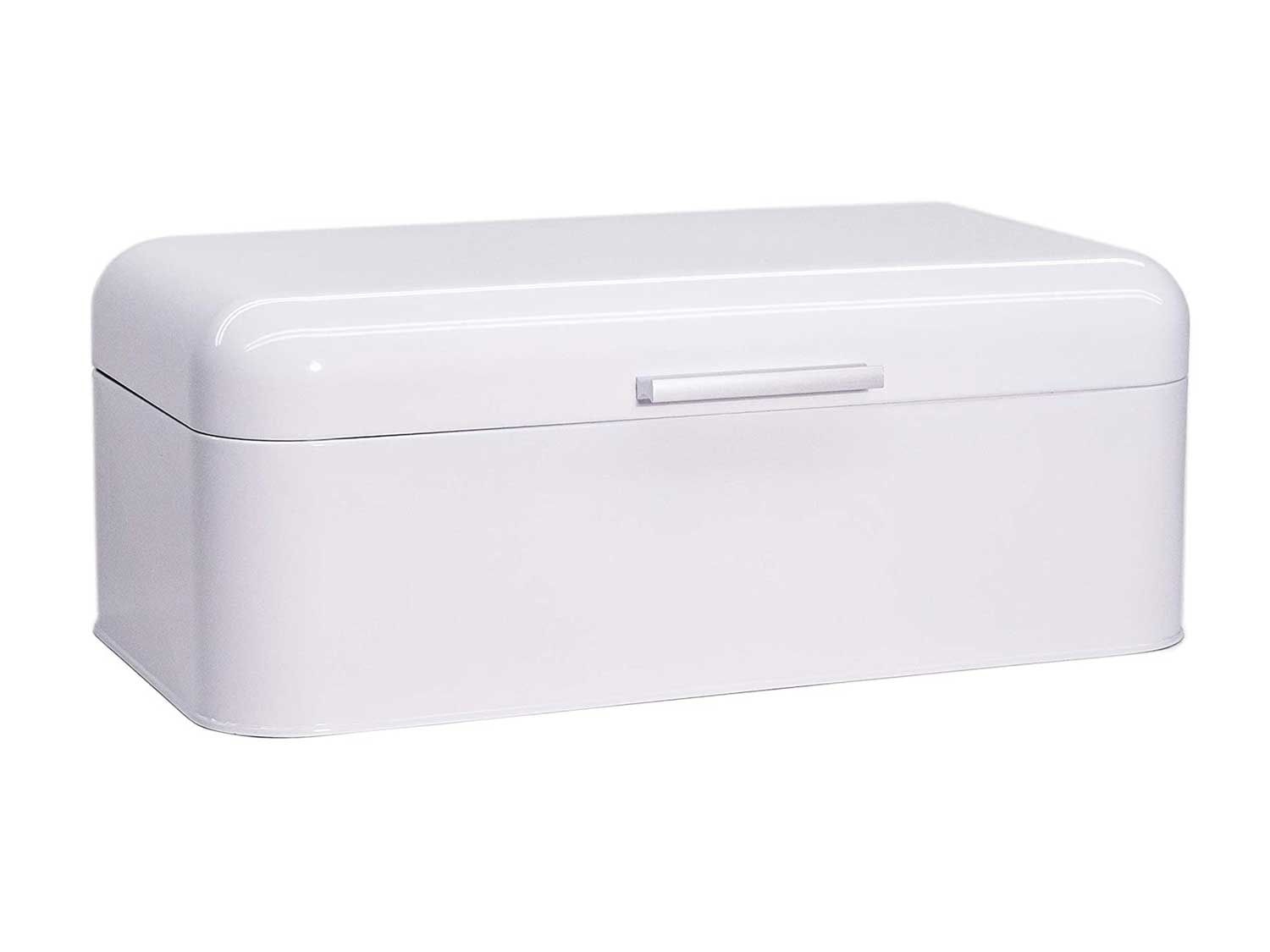 Culinary Couture’s powder-coated bread box comes in a variety of bold hues.