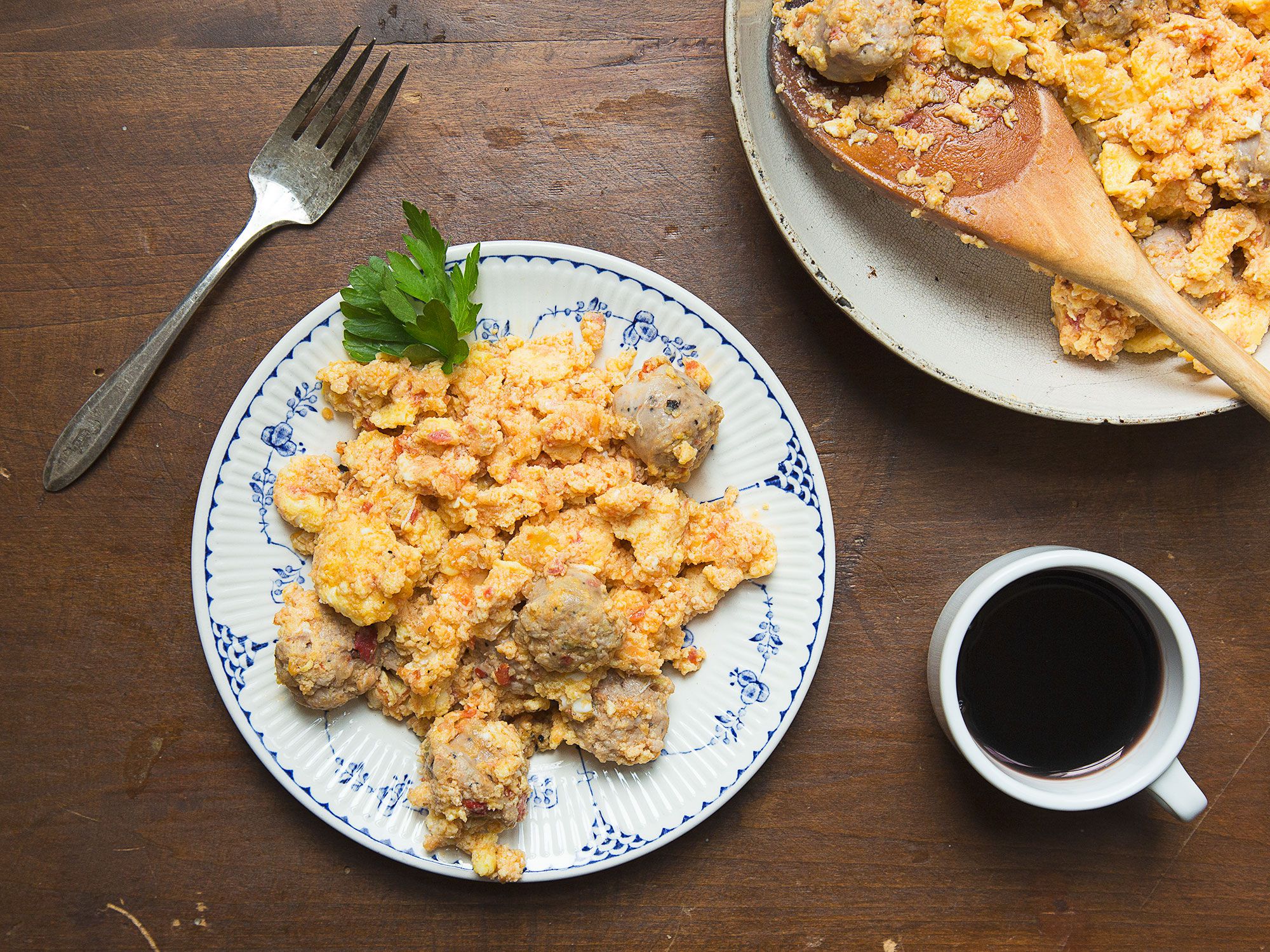 Greek sausages, traditionally prepared in the countryside after a hog slaughter, are now commercially available and may be found even in the United States. Get the recipe for <a href="https://www.saveur.com/article/Recipes/Tomato-and-Sausage-Omelette/">Tomato and Sausage Omelette</a>