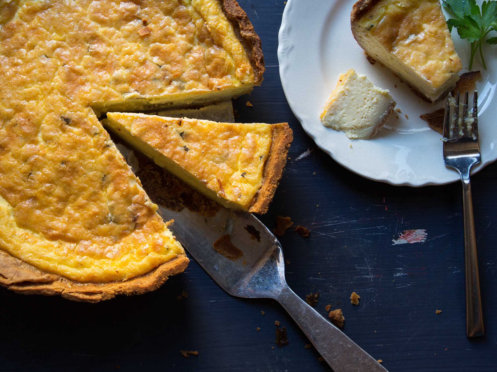 An extra-velvety quiche loaded with blue cheese for creaminess in a nutty spelt and whole wheat crust. Get the recipe for <a href="http://www.saveur.com/best-quiche-whole-grain-crust-recipe">Perfect Blue Cheese Quiche With Whole Grain Crust</a>