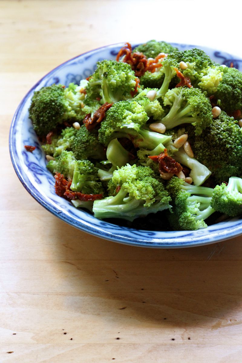 Sun-dried tomatoes, toasted pine nuts, and a splash of champagne vinegar add a bright punch to a simple side dish of steamed broccoli. Get the recipe for <a href="https://www.saveur.com/article/recipes/steamed-broccoli-with-sun-dried-tomatoes-and-pine-nuts/">Steamed Broccoli with Sun-Dried Tomatoes and Pine Nuts</a>