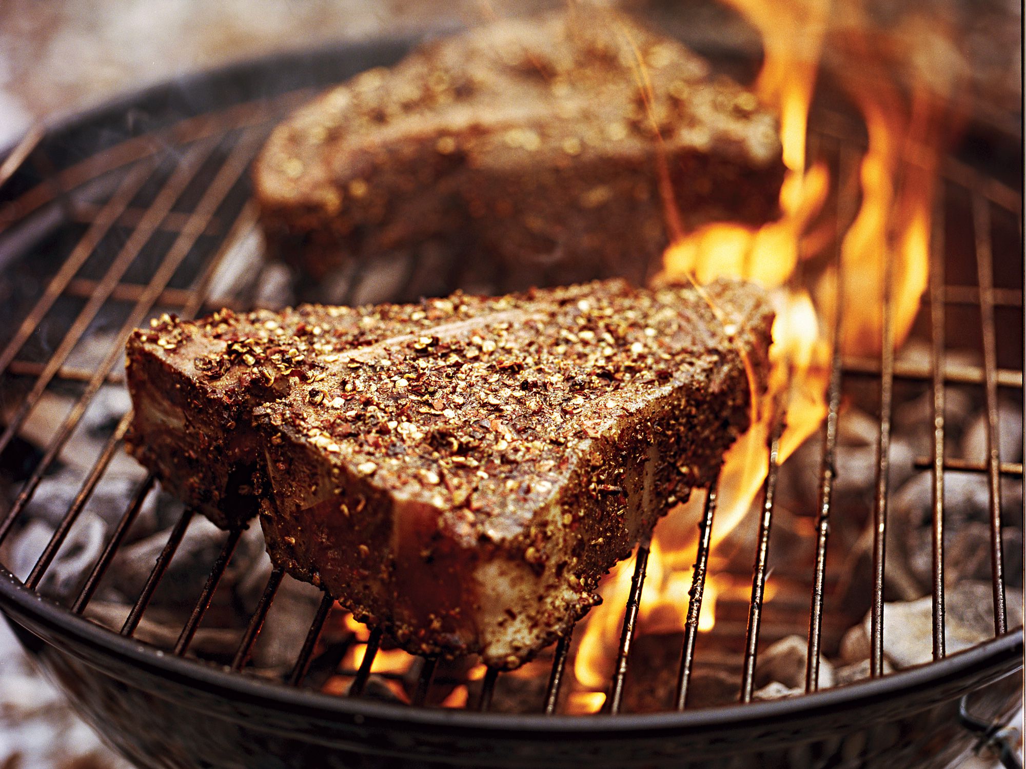 This T-bone steak is grilled with a simple rub of ground fennel seeds, black peppercorns, and red chile flakes. Get the recipe for <a href="http://www.saveur.com/t-bone-steak-fennel-chile-recipe">Giant Fennel-Chile-Rubbed Steak</a>