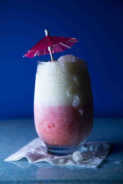 A fruity frozen daiquiri becomes dessert-like with the addition of heavy cream. Get the recipe for <a href="https://www.saveur.com/article/Recipes/Beach-Towel-Cocktail/">Beach Towel</a>