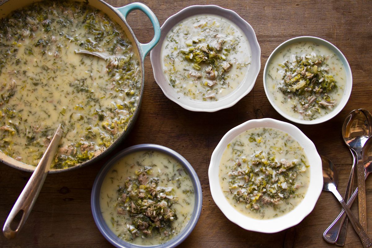 Our variation on a traditional Greek soup uses lamb shanks and shoulder, spring vegetables, herbs, and long-grain rice. Get the recipe for <a href="https://www.saveur.com/article/Recipes/Greek-Easter-Soup/">Greek Easter Soup</a>