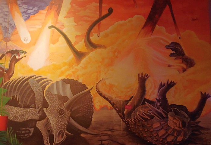 The dino fetish mural at Saint Johns. The dino fetish mural at Saint Johns.