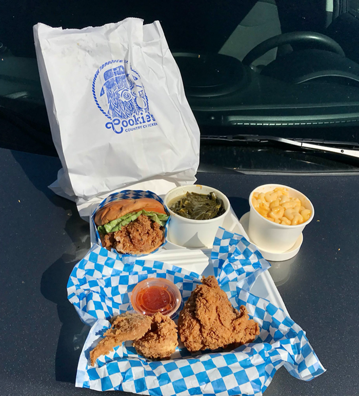 Cookie’s Country Chicken: Eat it on the hood of your rental car in the Lil’ Jon Restaurant’s parking lot in Bellevue, when you need a break from Eastside traffic. Cookie’s Country Chicken: Eat it on the hood of your rental car in the Lil’ Jon Restaurant’s parking lot in Bellevue, when you need a break from Eastside traffic.