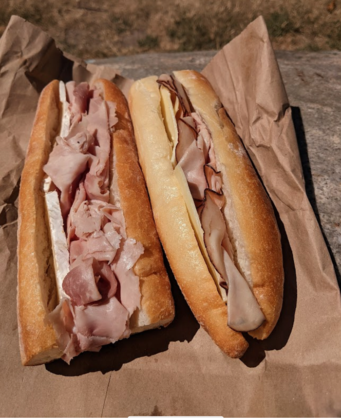 (L-R) Jambon de Paris with Brie, Black forest ham with Gruyère (L-R) Jambon de Paris with Brie, Black forest ham with Gruyère