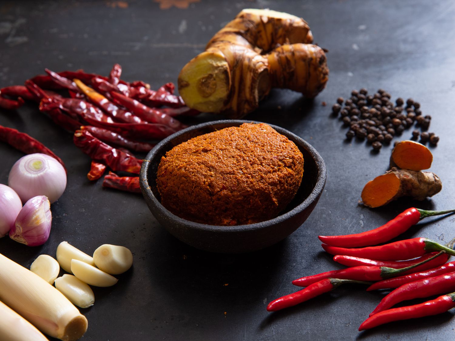 side angle of Prik Gaeng Pak Dtai (Southern Thai Curry Paste)