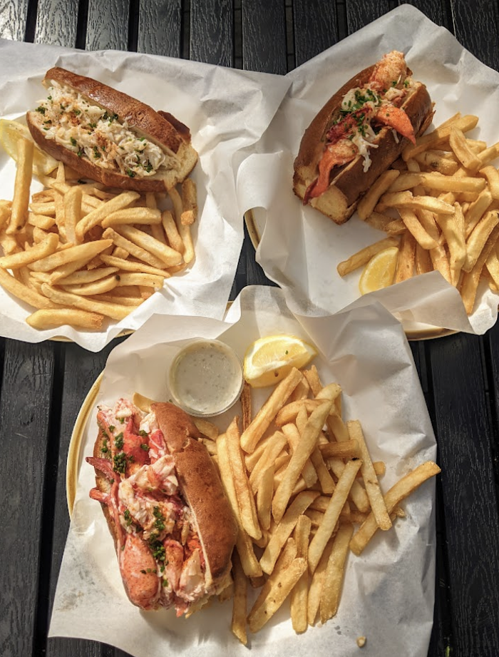The holy trinity. Clockwise from top left: Dungeness crab roll, Connecticut-style lobster roll (warm with butter), Maine-style lobster roll (cold with mayo). The holy trinity. Clockwise from top left: Dungeness crab roll, Connecticut-style lobster roll (warm with butter), Maine-style lobster roll (cold with mayo).