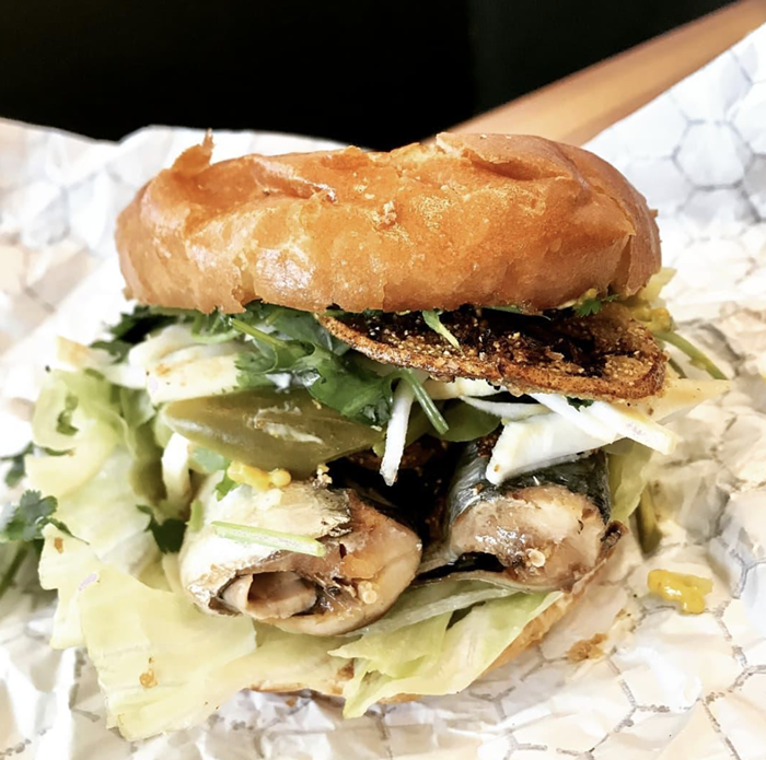 Sardines + fried lemons + mustardy celery root slaw = a perfect balance. Sardines + fried lemons + mustardy celery root slaw = a perfect balance.