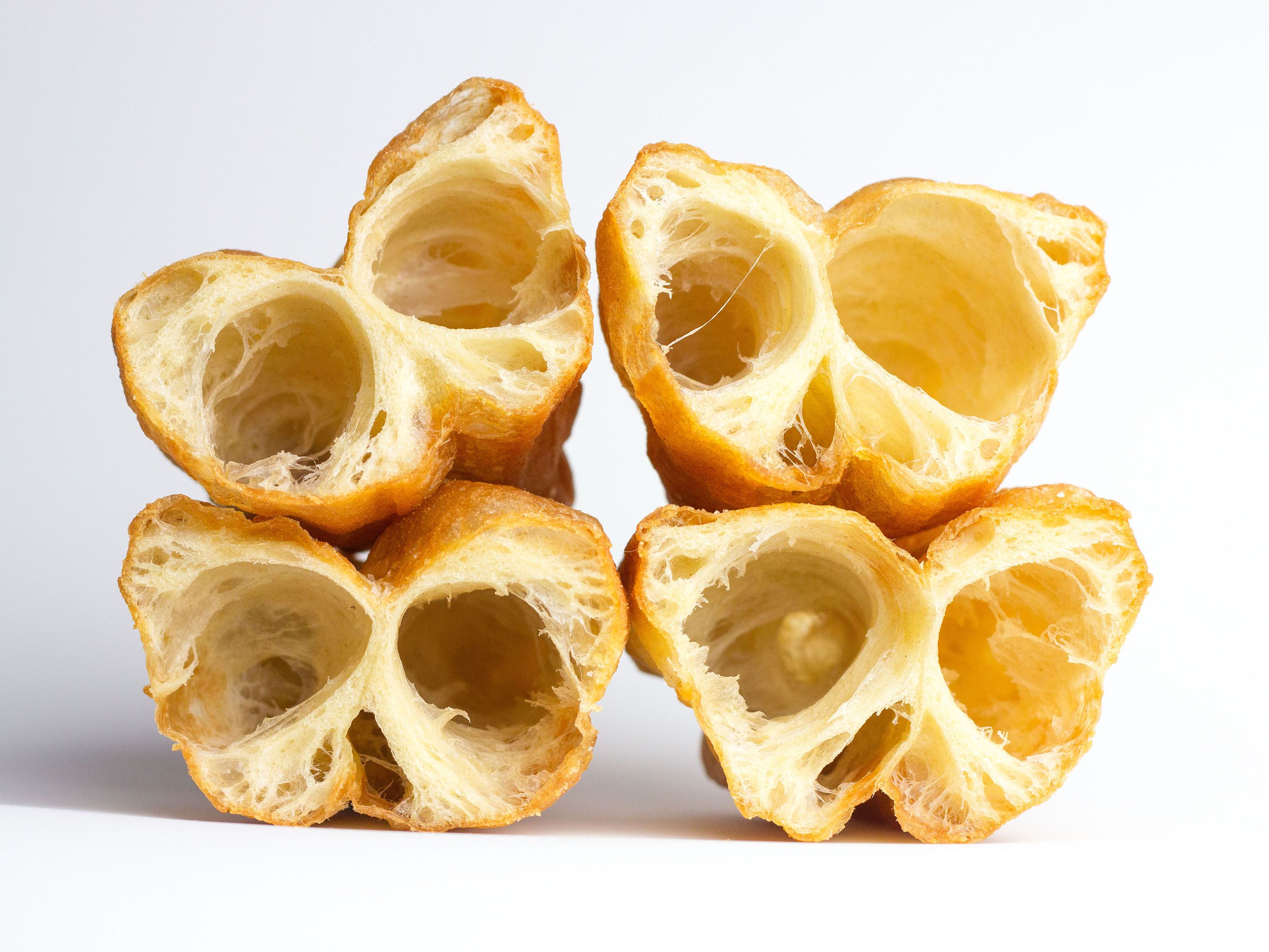 Cross section of youtiao, which resembles a butterfly with outstretched wings