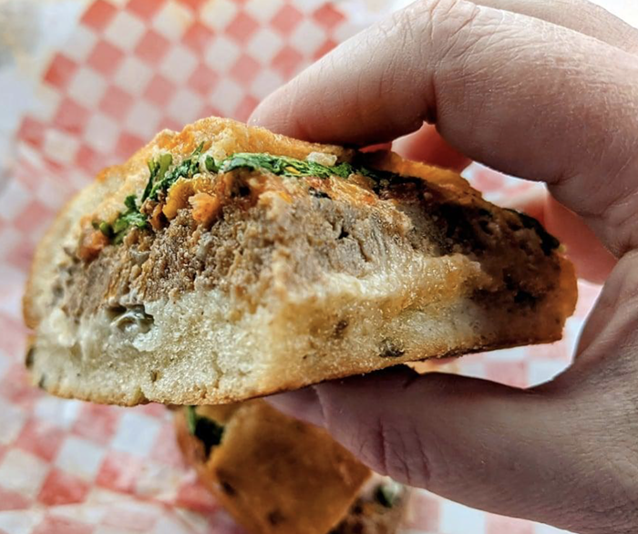 Portable meatloaf triangles.