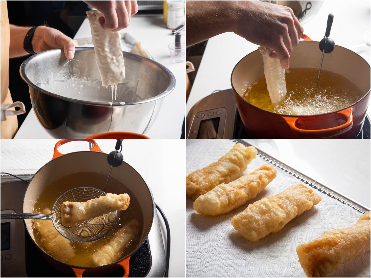 Frying salt cod fillets