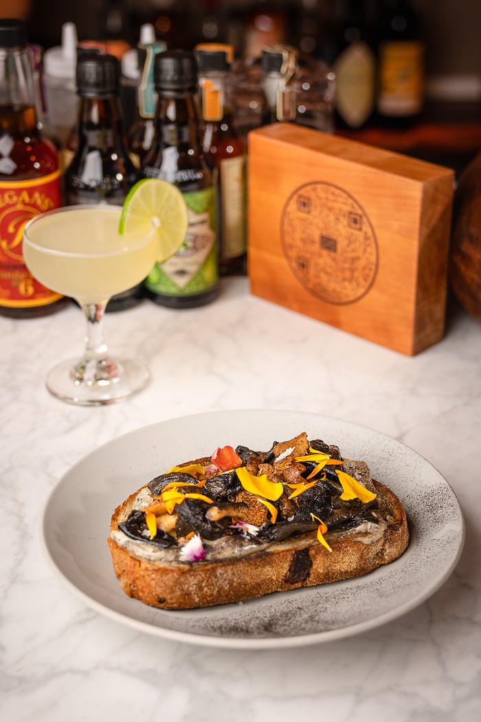 Mushroom tartine with beef fat and berbere. Mushroom tartine with beef fat and berbere.