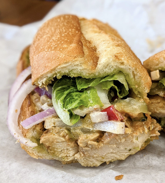 The sheer juice factor of the sandwich. Dead center of this sandwich, just below the lettuce. Look at the juice. The sheer juice factor of the sandwich. Dead center of this sandwich, just below the lettuce. Look at the juice.