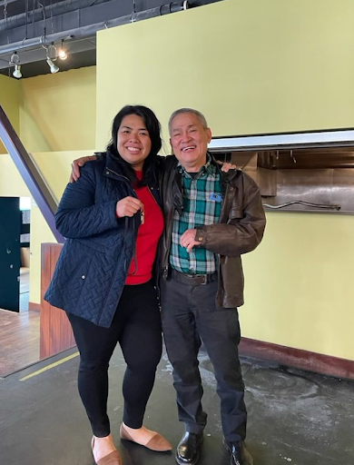 Rita Glenister and her dad, Greg Rosas, having a laugh. Rita Glenister and her dad, Greg Rosas, having a laugh.