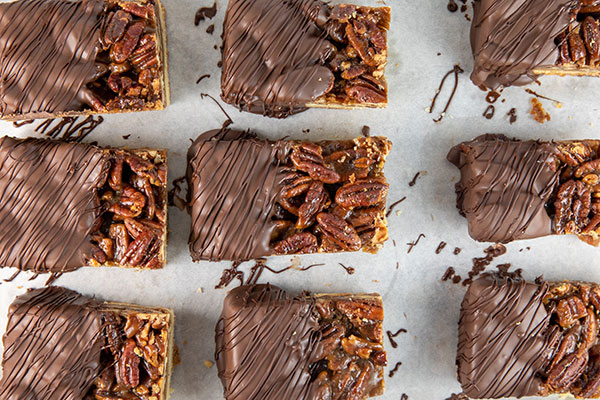 pecan pie bars dipped in chocolate 7