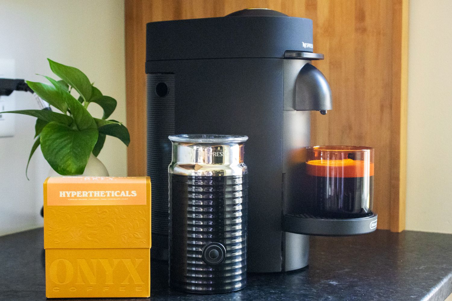 A side view of the Nespresso machine