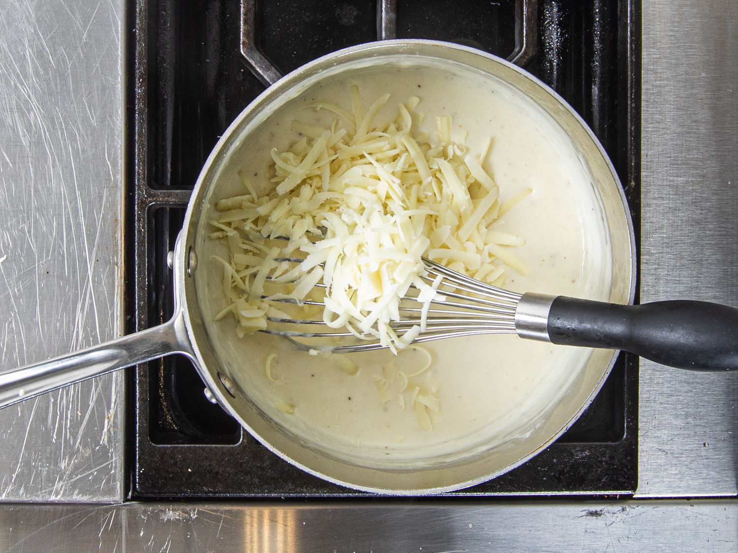 Cheese added to béchamel sauce