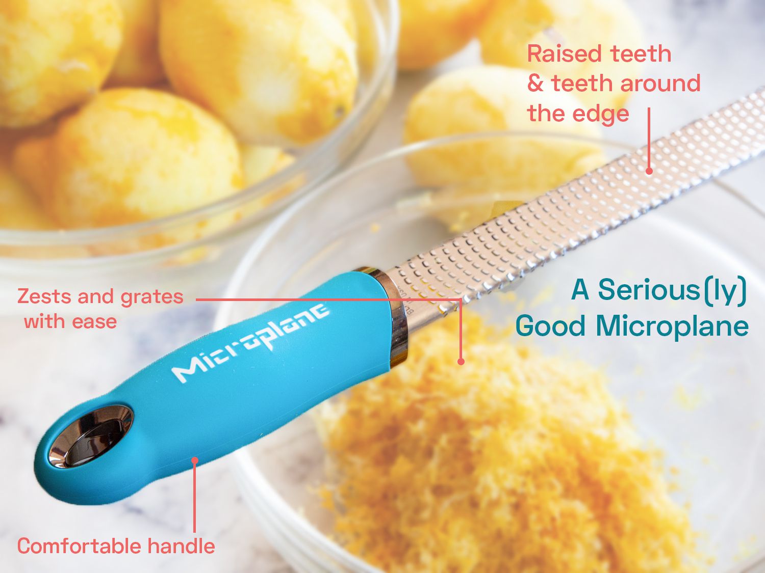 Microplane image with text points around it