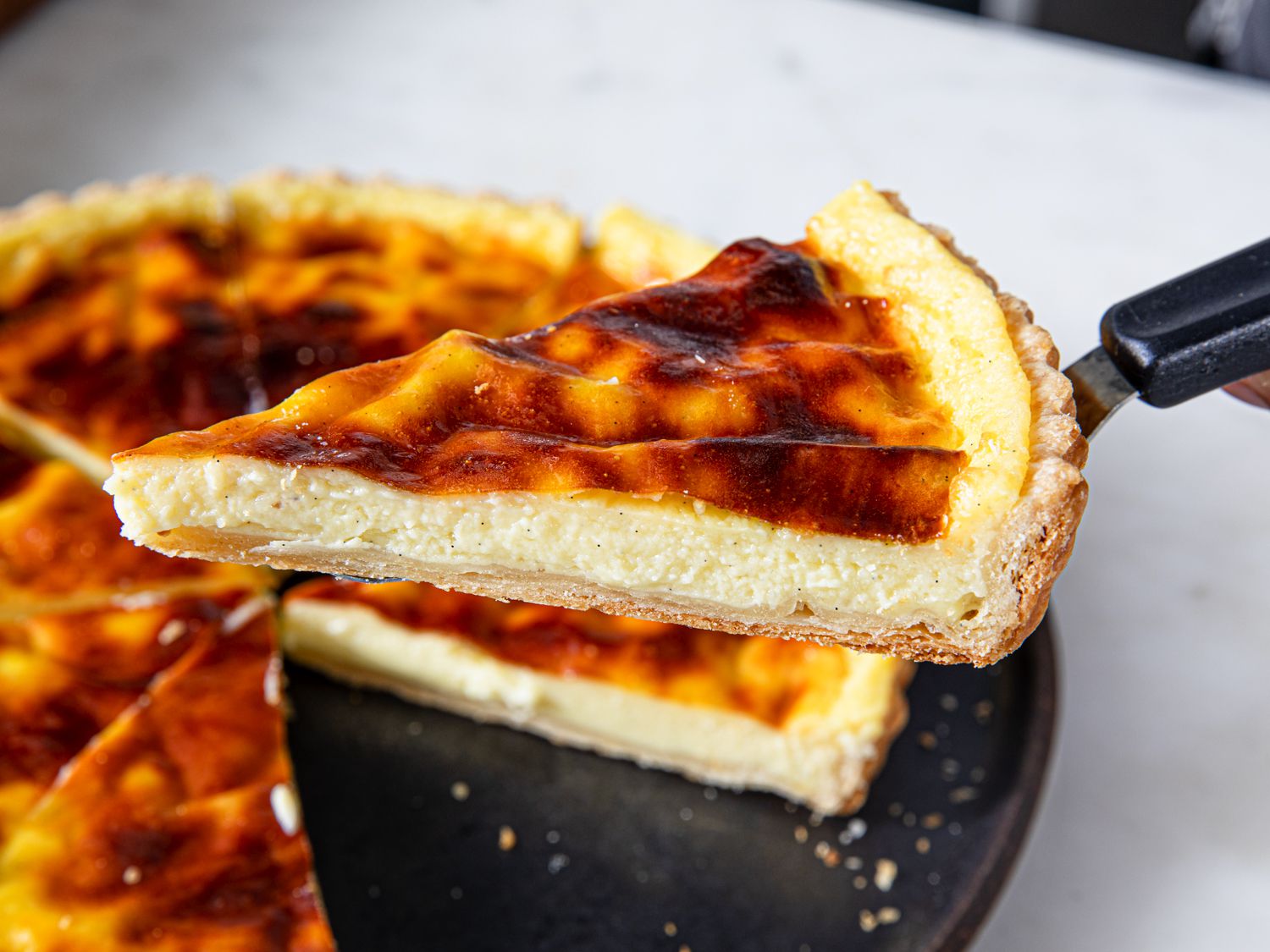 Sideview of Flan Pâtissier