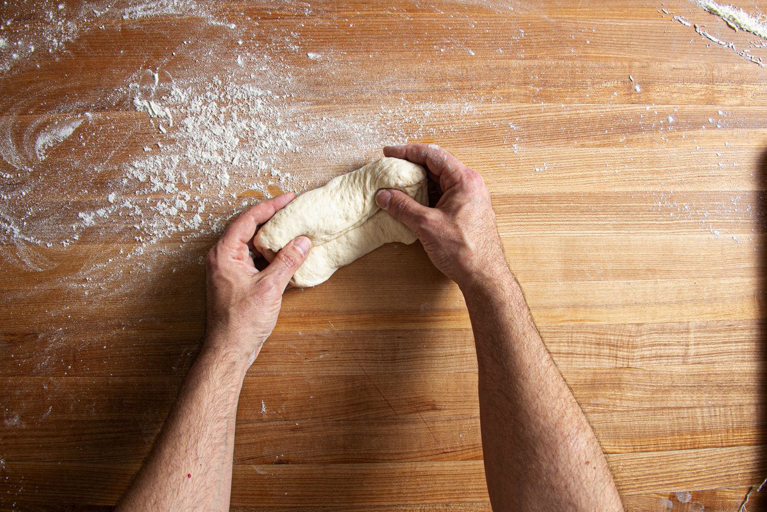 Overhead view of a flour station