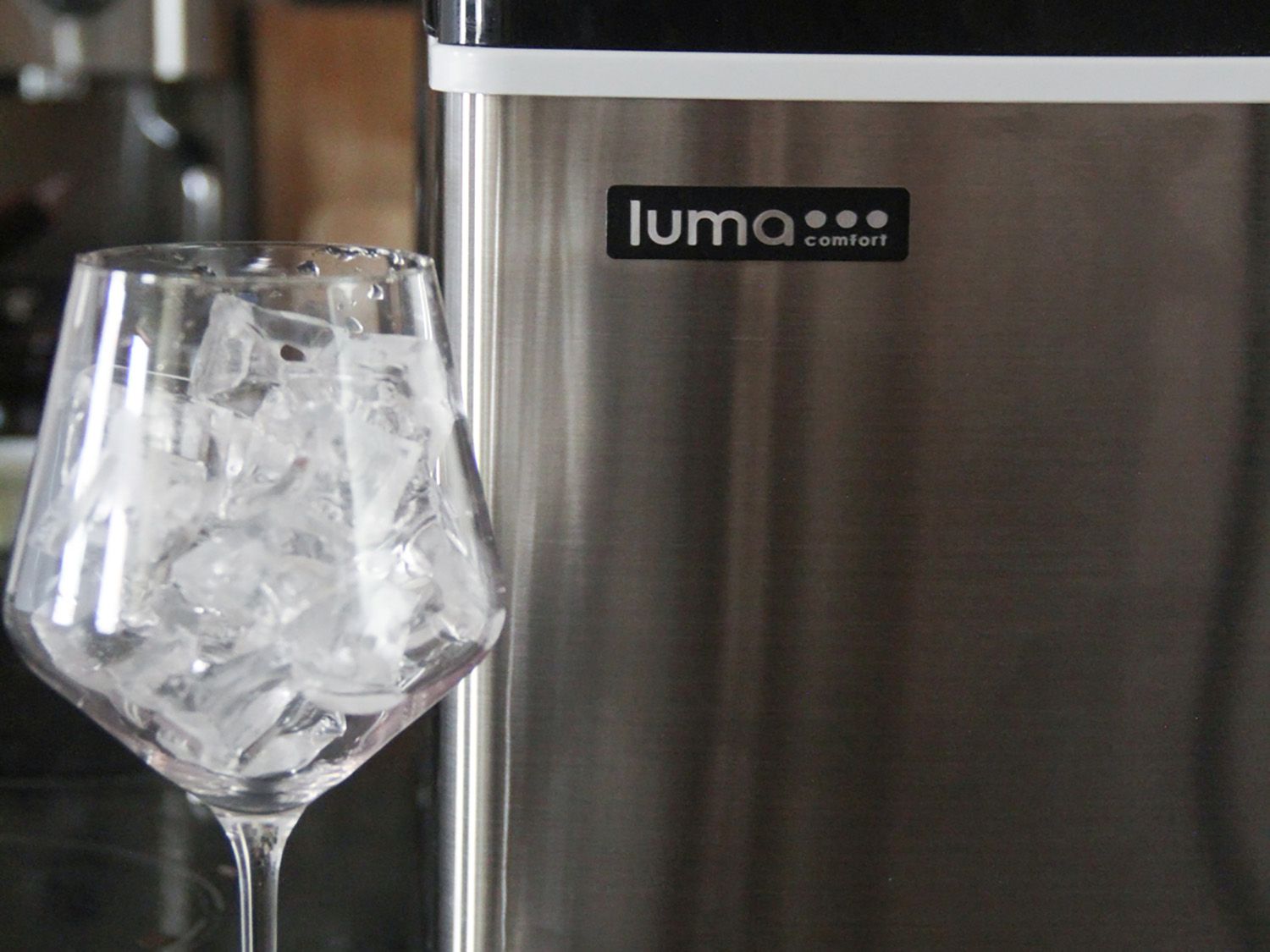 the clearer ice in a wine glass