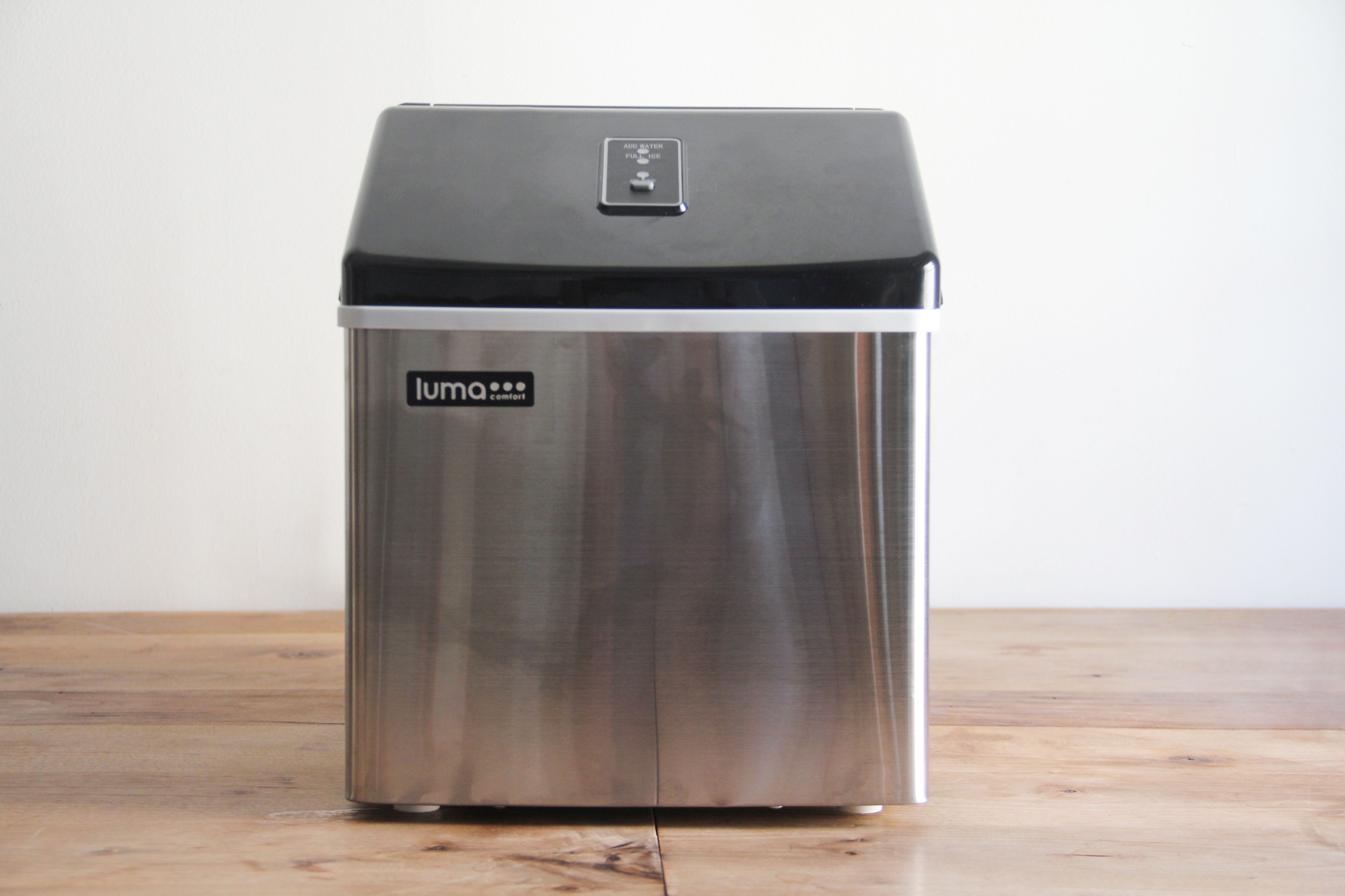 Luma ice maker on wooden countertop