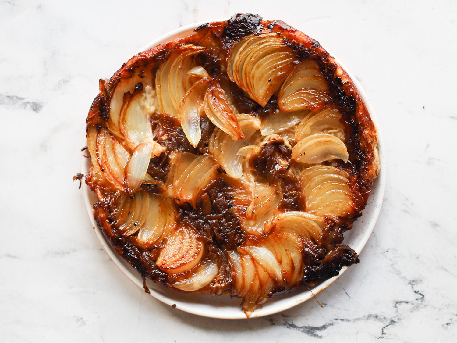 onion tarte tatin made in one of the skillets.