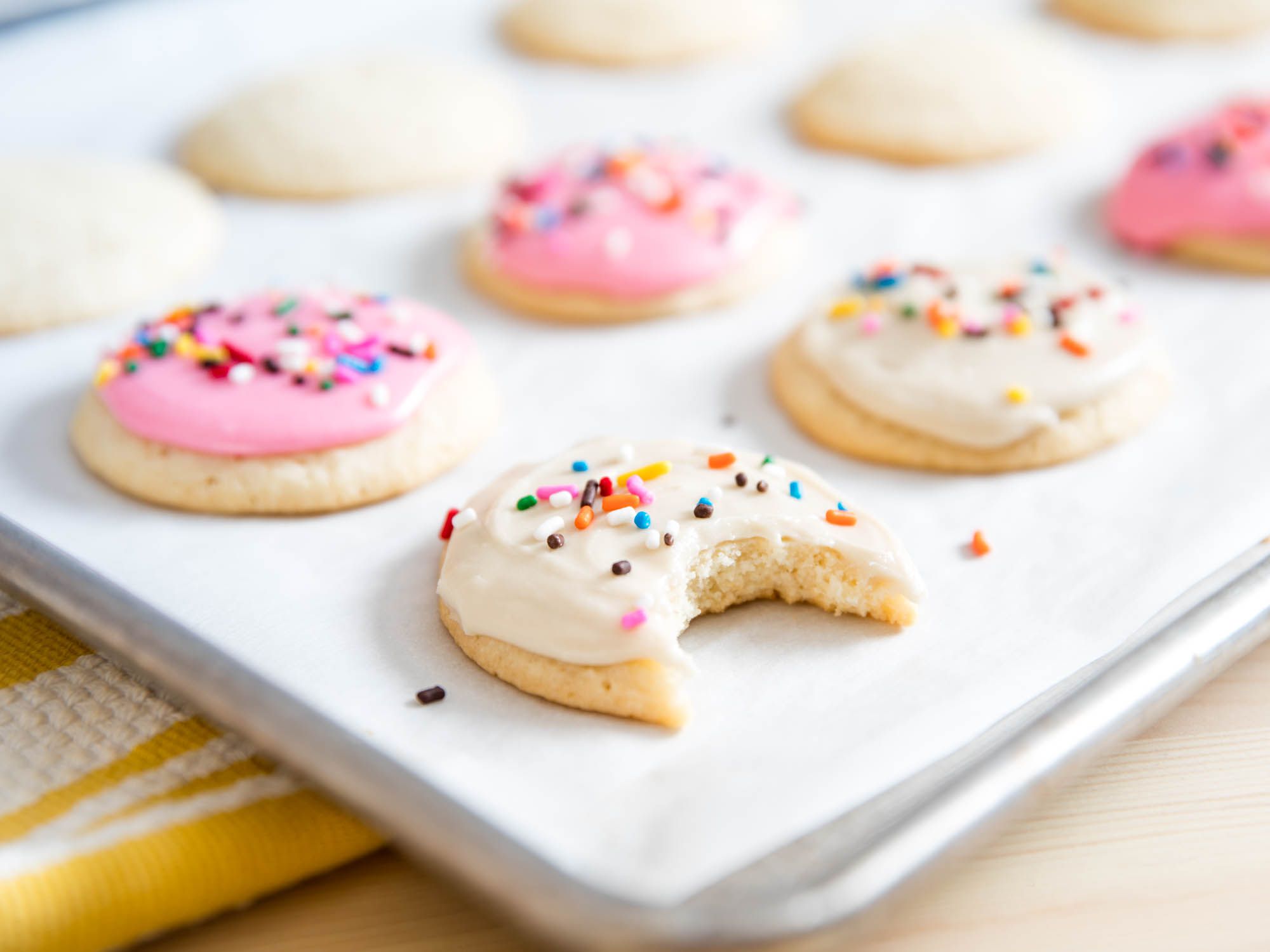 sugar cookies on baking sheet