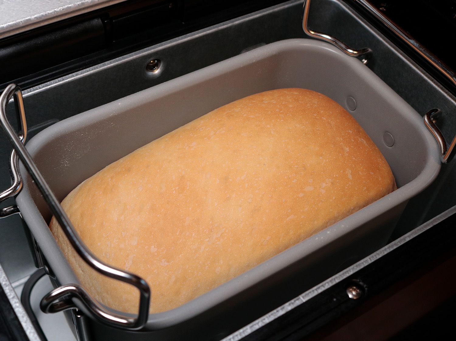 the browned top of a loaf of bread