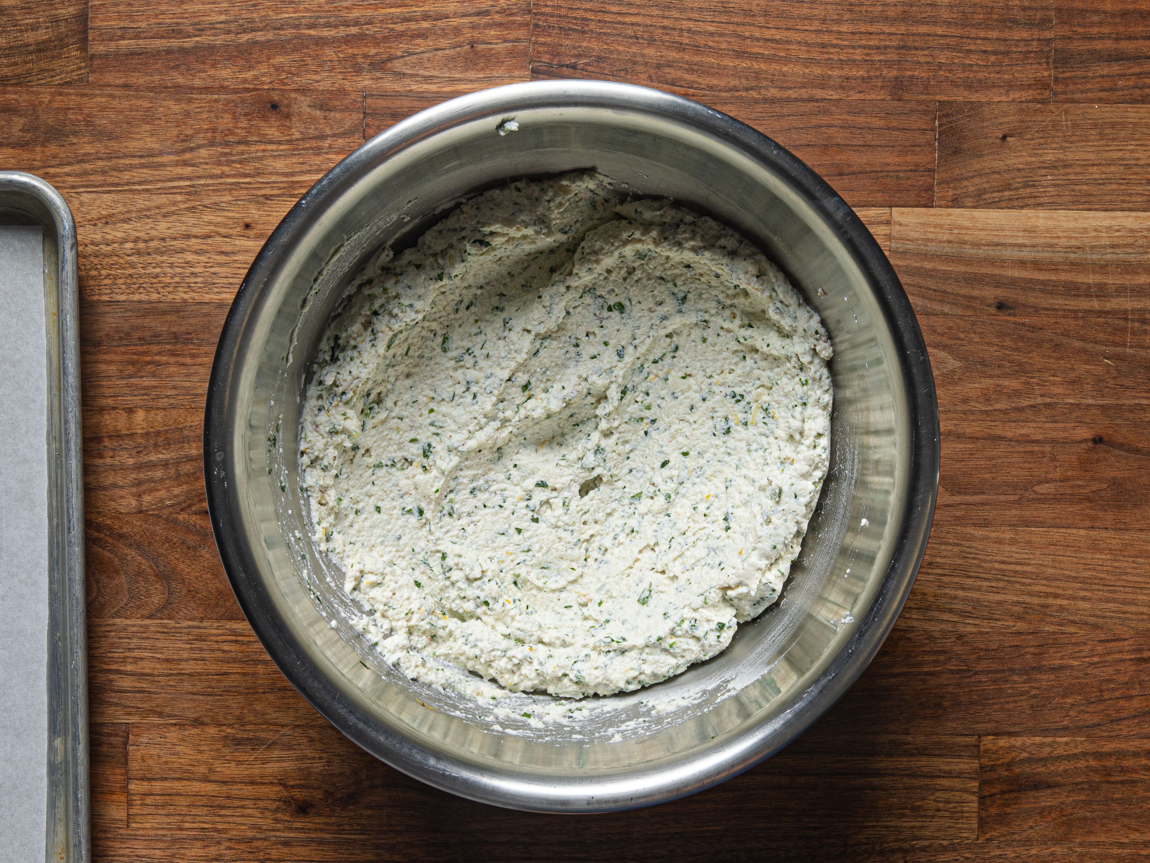 Overhead view of Ricotta mixture