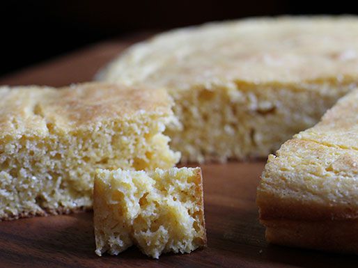 Cornbread made using fresh, homeground cornmeal.