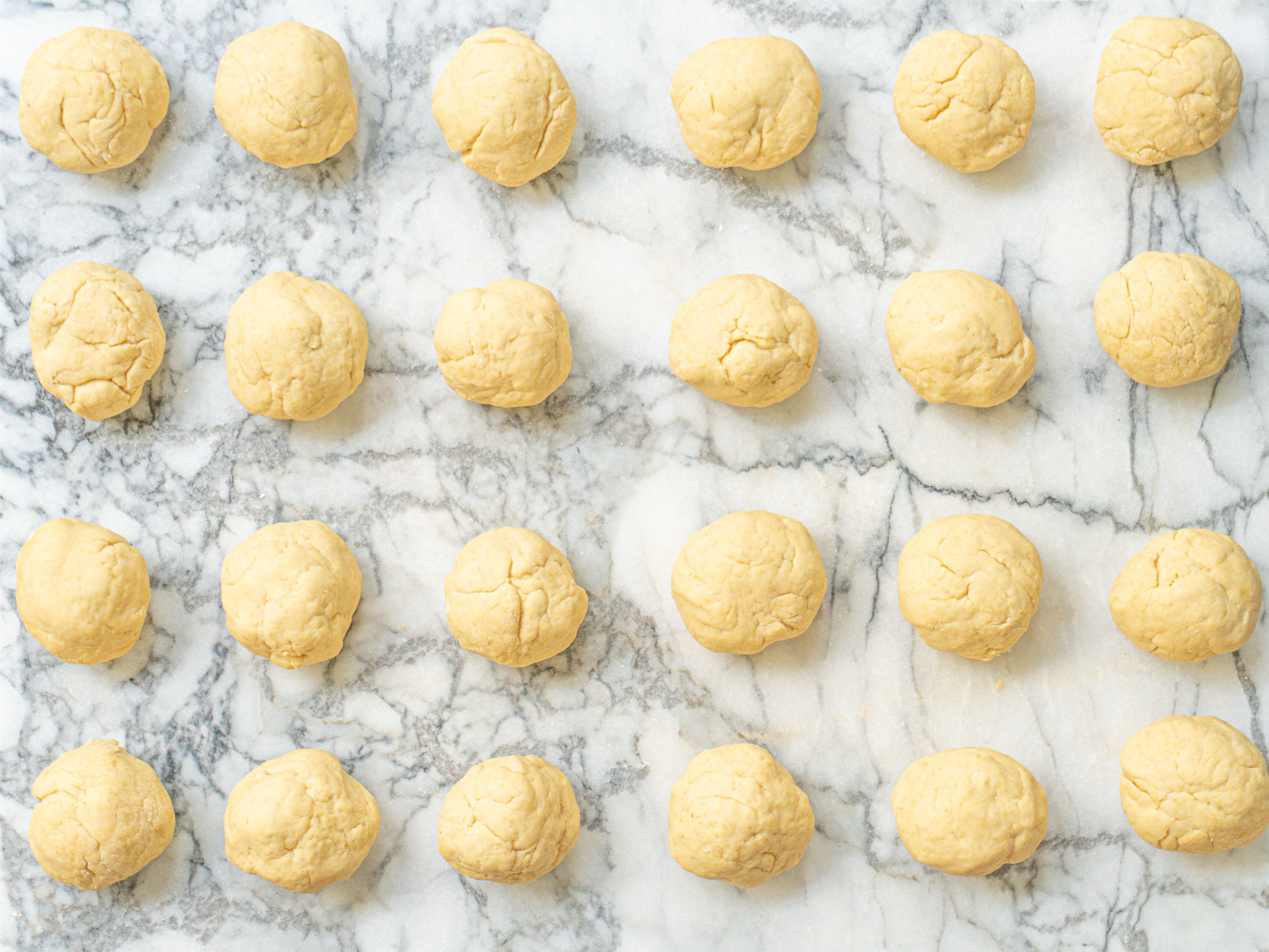 Dough formed into 18 balls