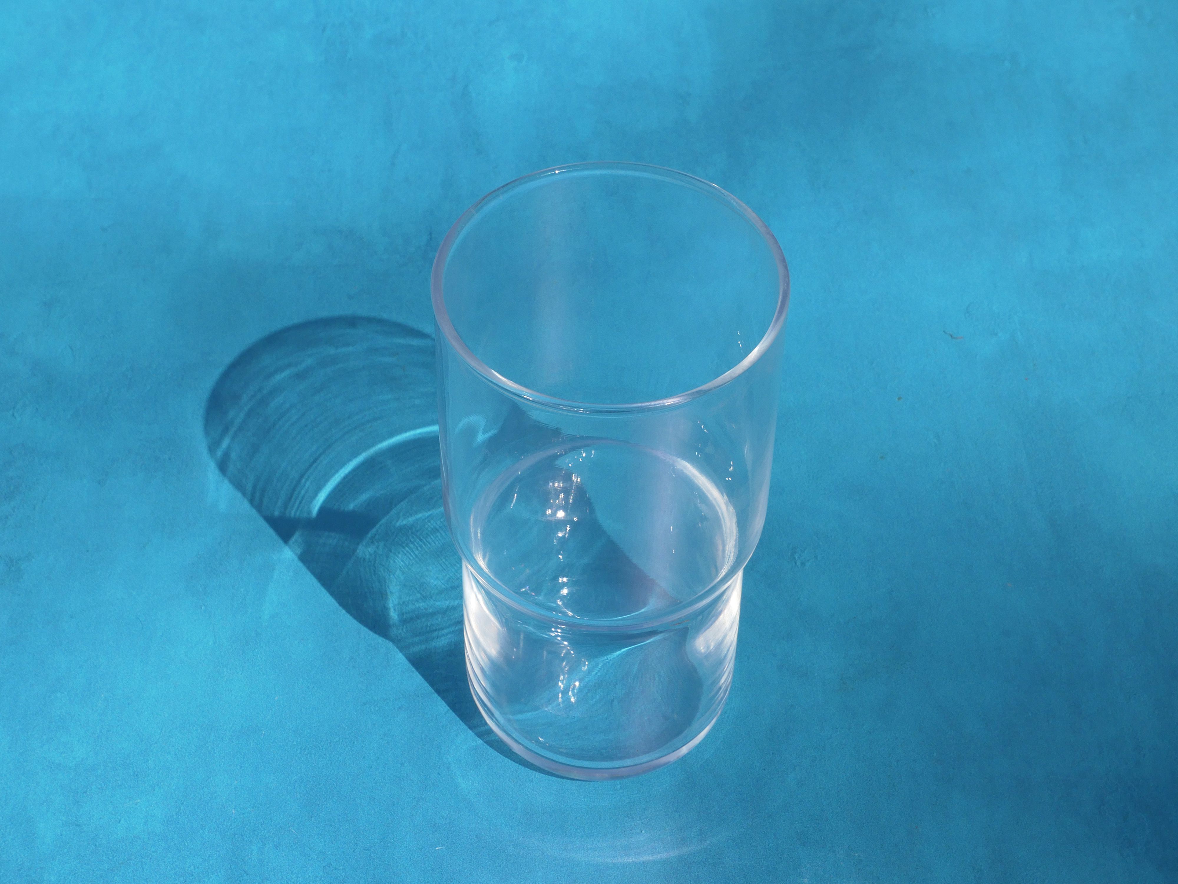 the luminarc glass on a blue backdrop