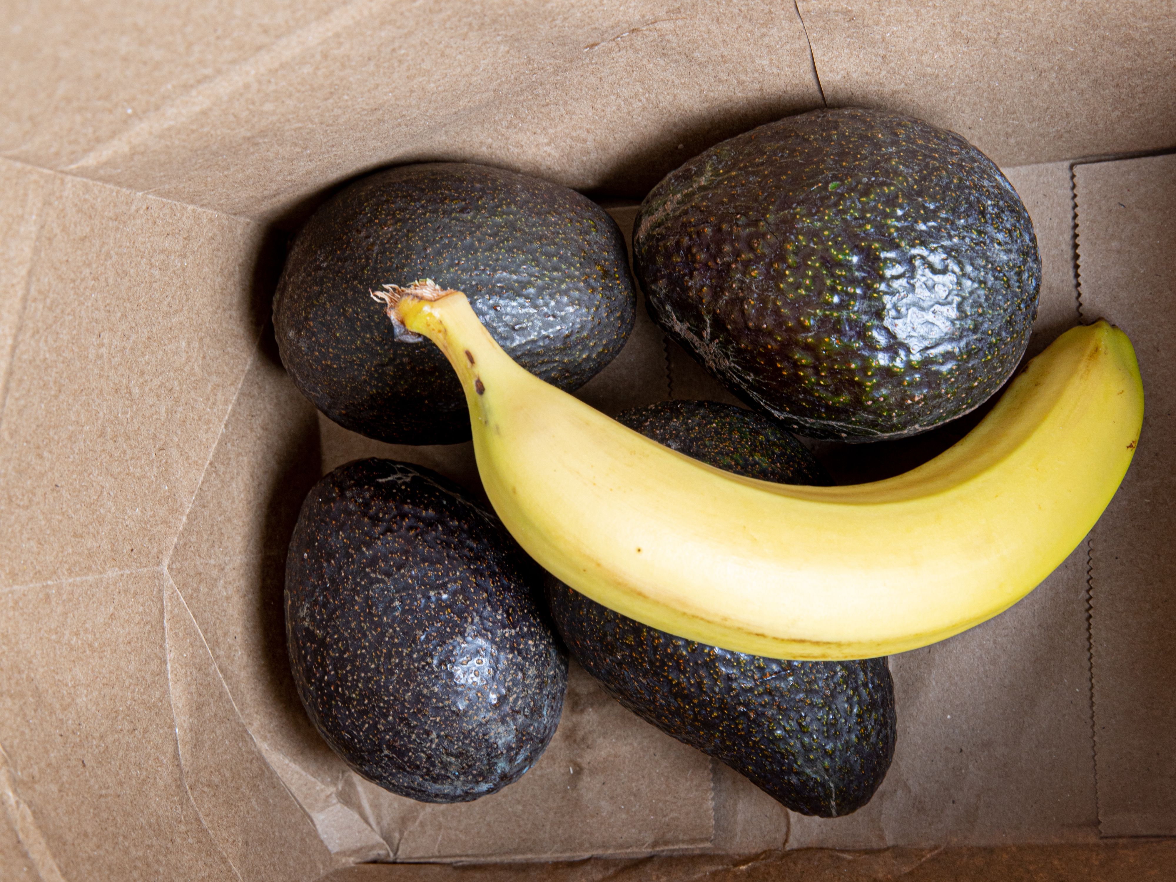 Banana in a bag with avocados