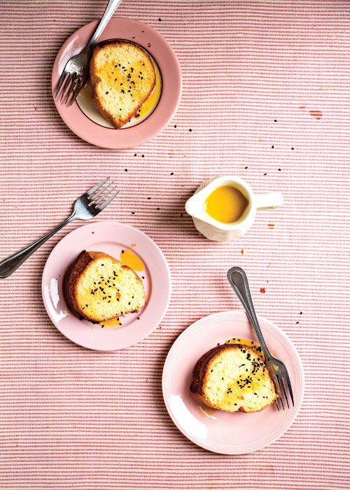 This passion-fruit-drizzled cake gets its tangy moist crumb from yogurt. Get the recipe for <a href="https://www.saveur.com/article/recipes/yogurt-bundt-cake-with-passion-fruit-sauce/">Yogurt Bundt Cake with Passion Fruit Sauce</a>