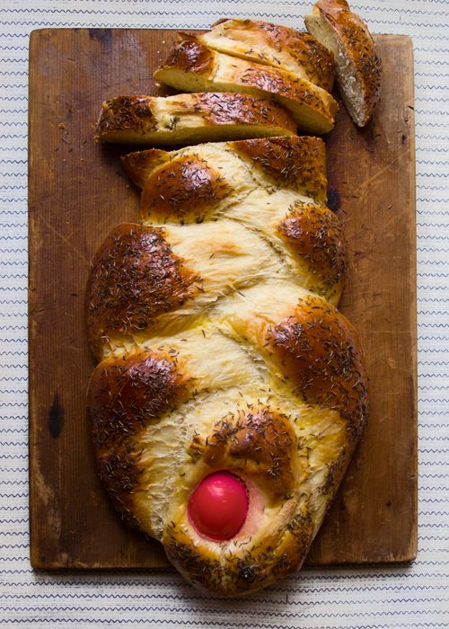 This braided bread, which is probably Byzantine in origin, is traditionally perfumed with the essence of <em>makhlepi</em>, the seeds of Mediterranean wild cherries. Get the recipe for <a href="https://www.saveur.com/article/Recipes/Greek-Easter-Bread/">Greek Easter Bread (Tsouréki)</a>