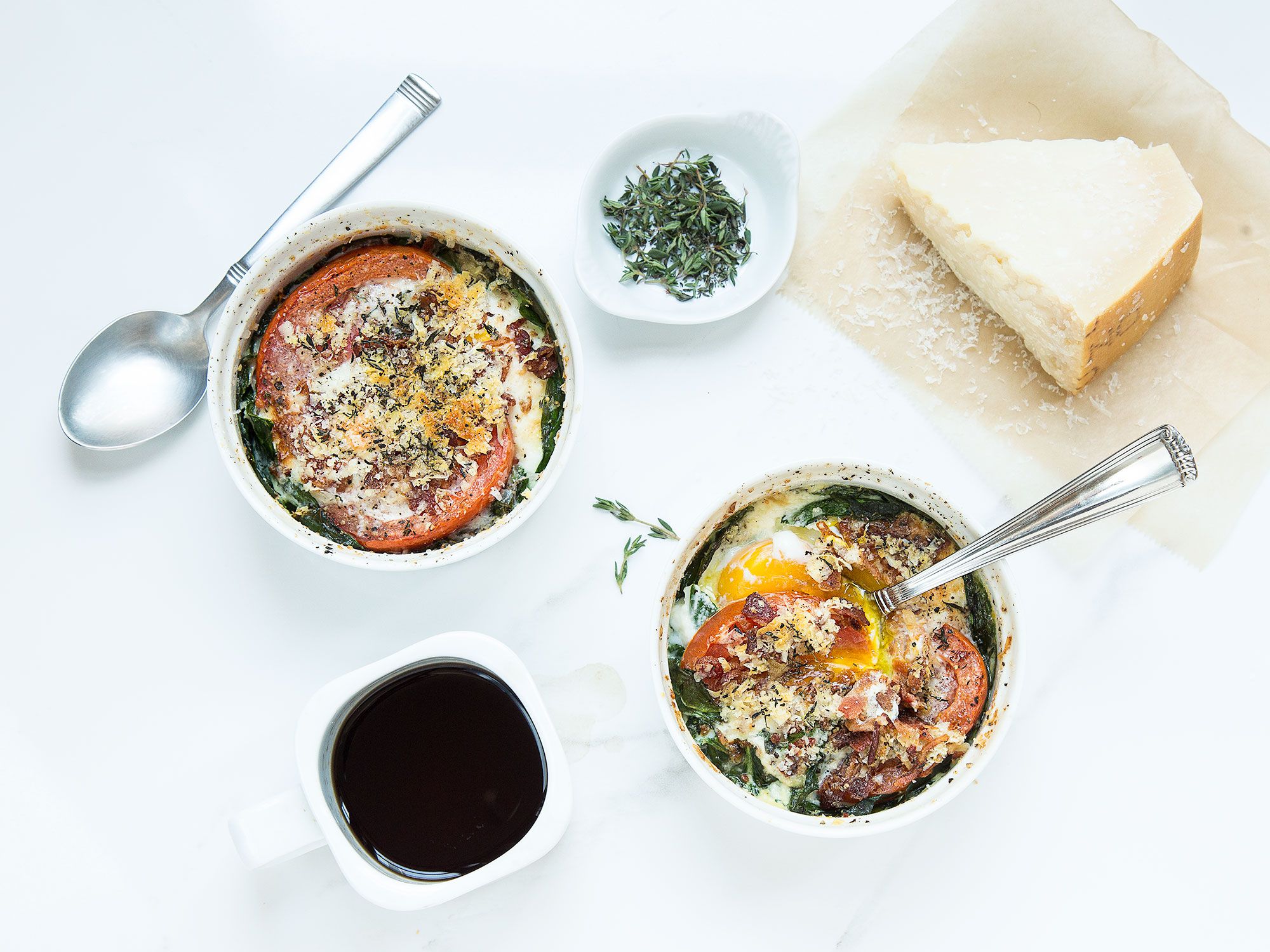 Baked eggs (sometimes called shirred eggs) are a simple, hearty breakfast. This recipe, which appeared in our special Breakfast issue (October 2008), produces firm whites and velvety yolks. Get the recipe for <a href="https://www.saveur.com/article/Recipes/Baked-Eggs/">Baked Eggs</a>