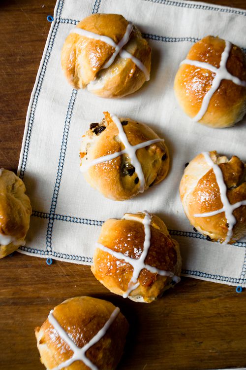 These sweet spiced buns, best when freshly hot out of the oven, are traditionally served on Easter, marked with a cross to symbolize Jesus's crucifixion. Get the recipe for <a href="https://www.saveur.com/article/Recipes/Hot-Cross-Buns-1000090038/">Hot Cross Buns</a>