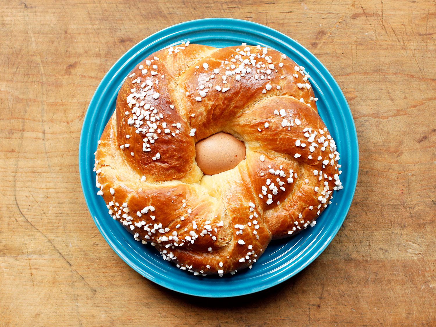 A whole raw egg is baked into the center of this braided Italian-style Easter bread, making the loaf as striking as it is delicious. Get the recipe for <a href="https://www.saveur.com/italian-easter-bread-recipe/">Italian Easter Bread (Pane di Pasqua)</a>