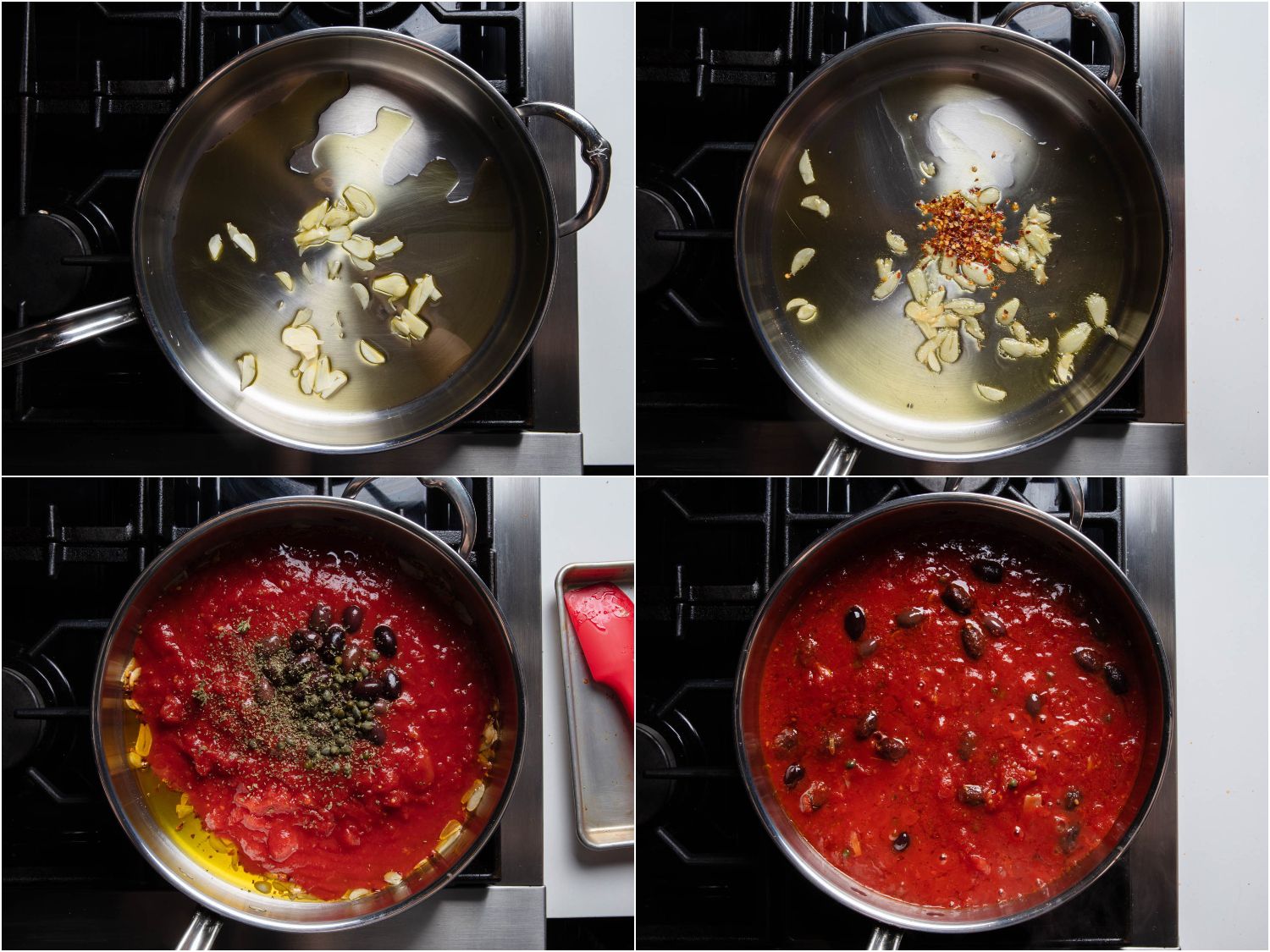 Cooking tomato sauce for baccalÃÂ  alla napoletana.
