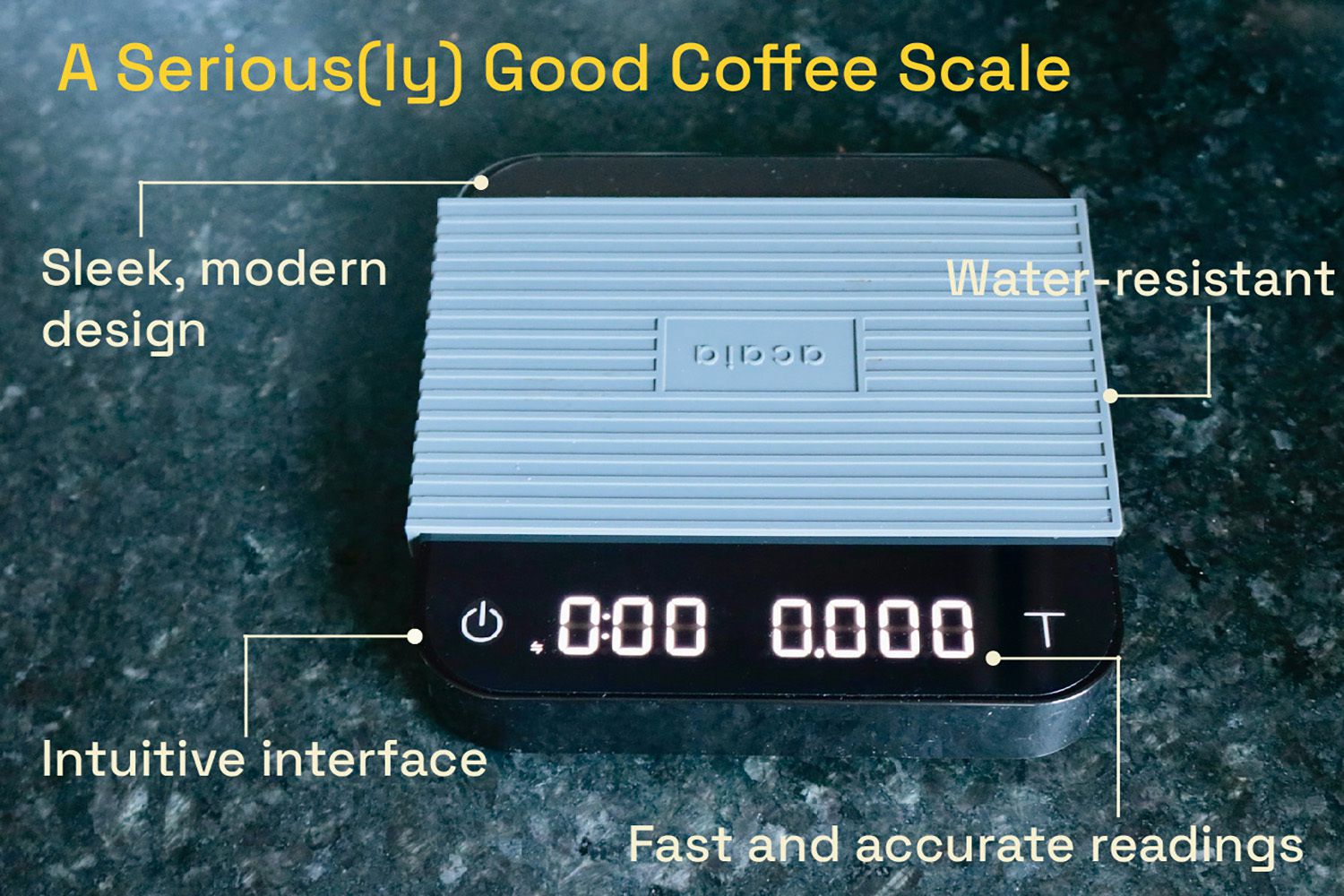 The Acacia Pearl scale with text points around it