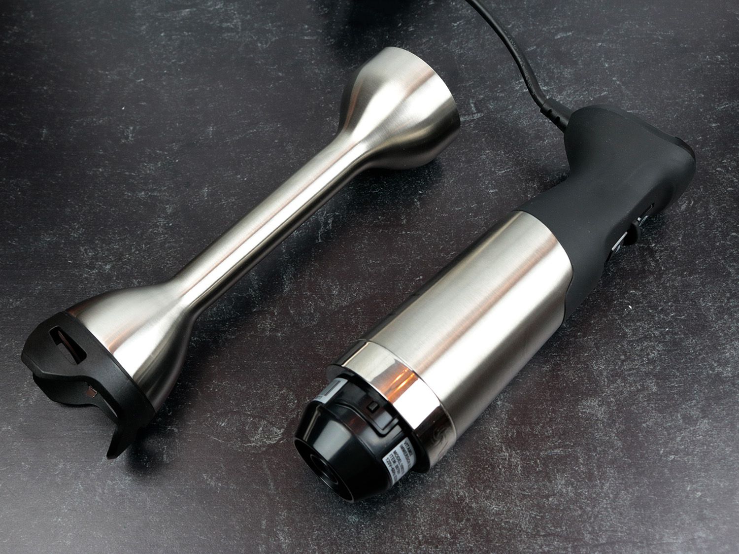 a Vitamix immersion blender broken down into two parts
