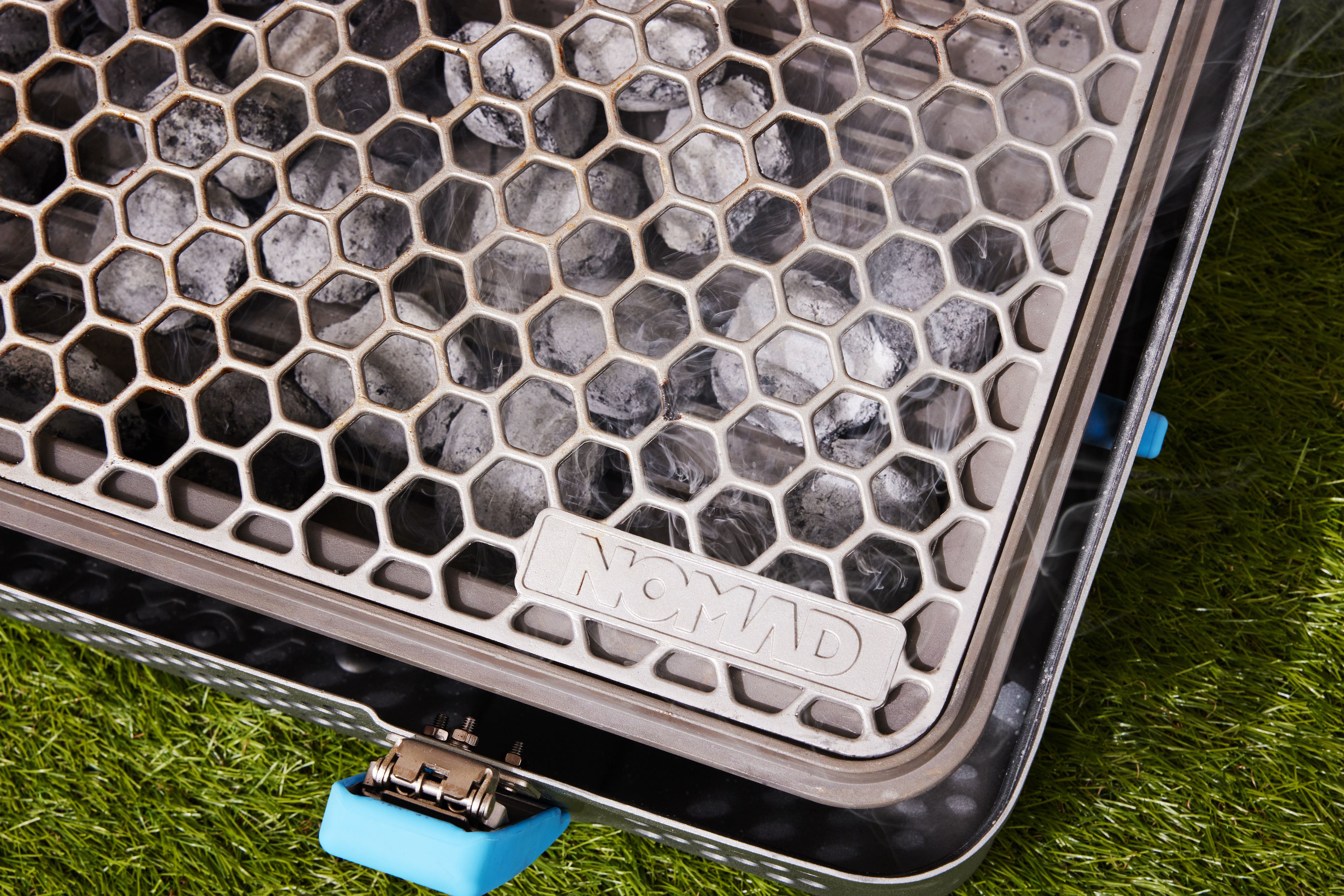 A closeup look at the grill grates of the Nomad grill